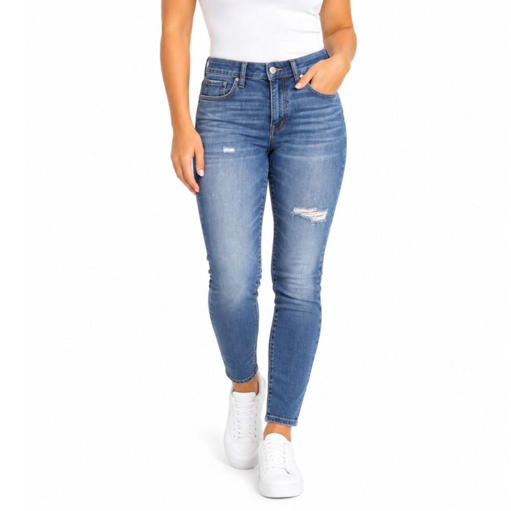 Madewell Women’s Rigid Skinny Distressed Blue Denim Jeans | Size 30
